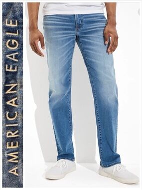 American Eagle Outfitters Jeans Distressed Light Wash Straight AirFlex+ 46 x 32
